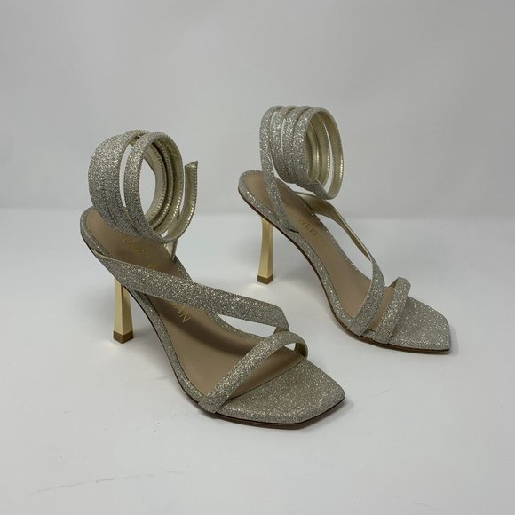 Stuart Weitzman Beatrix 100 Wrap Sandals Women's Size 8B Fig-Fine Glitter S0447 - Picture 2 of 13